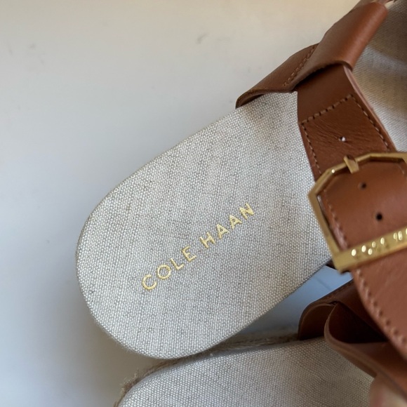 Cole Haan Crystal Slingback Espadrille Wedge Sandals Brown  Sz 7B - Picture 7 of 9